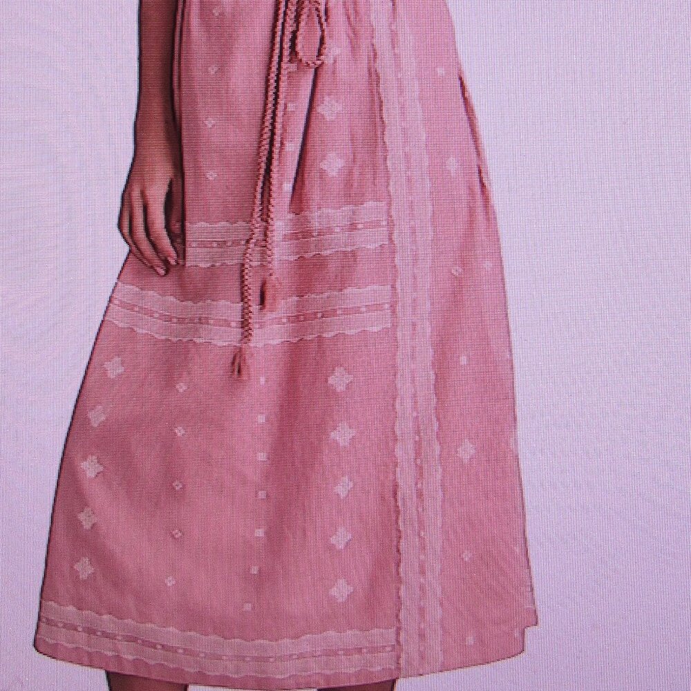 LUCKY BRAND MIDI COTTON DRESS Sz XXL NEW + TAG  $129 GORGEOUS FABRIC PINK - Picture 5 of 8